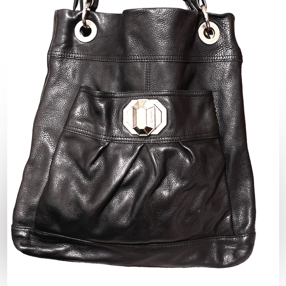 b.Makowsky EUC large black pebbled-leather margene tote
